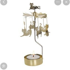 Gold Cat Carousel Tealight Holder